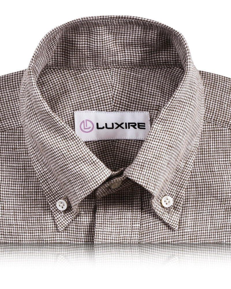Chemise en lin : Mini-chemise pied-de-poule marron et blanche