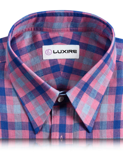 Leinen: Pink Blue Gingham Checks