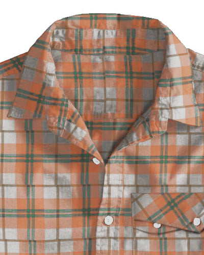 Twill mit Madras-Karos in Orange-Türkis-Creme