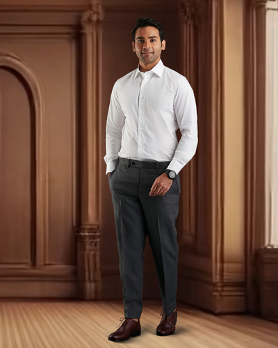 Dugdale Dunkelgraue Anzughose aus Wollflanell