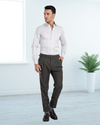 Pantalon habillé en flanelle de laine gris olive Dugdale