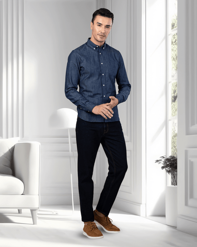 Chemise en jean bleu foncé 