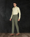 Toile de lin et coton : Pantalon olive