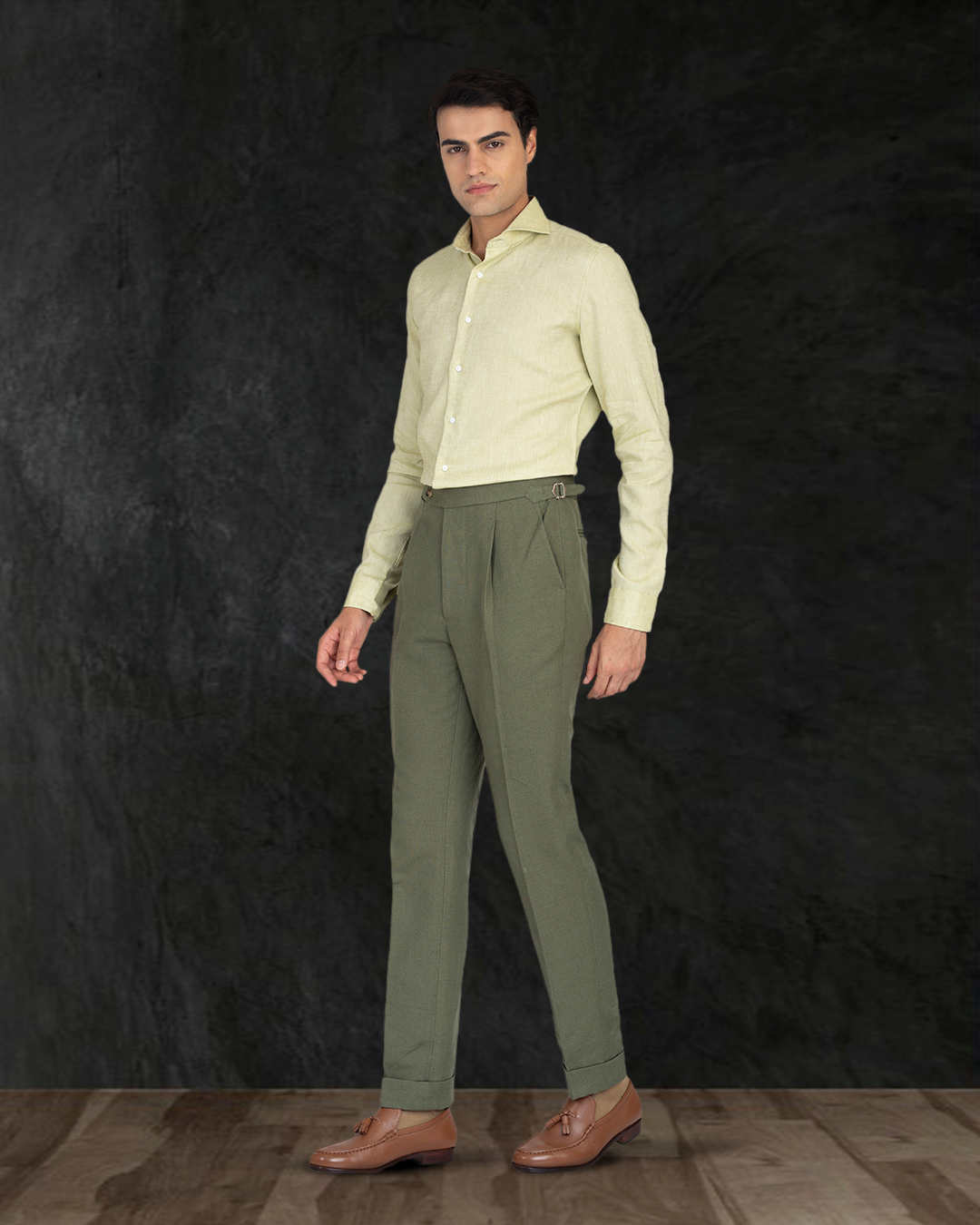 Linen Cotton Canvas: Olive Pant