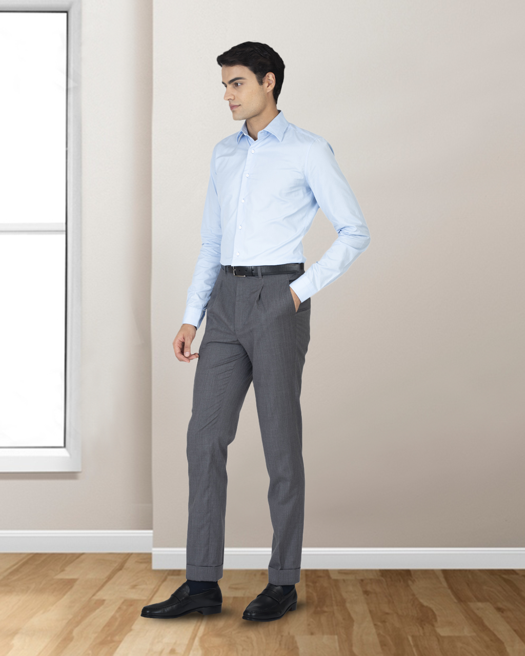 Washable Wool Pants: Plain Mid Grey