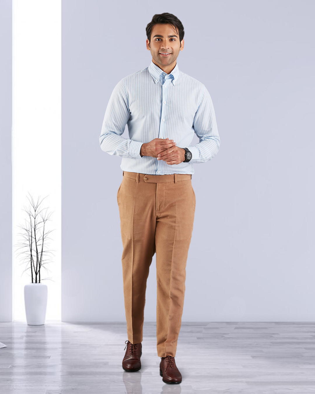 Zegna Camel Brown Cashco Moleskin Dress Pant