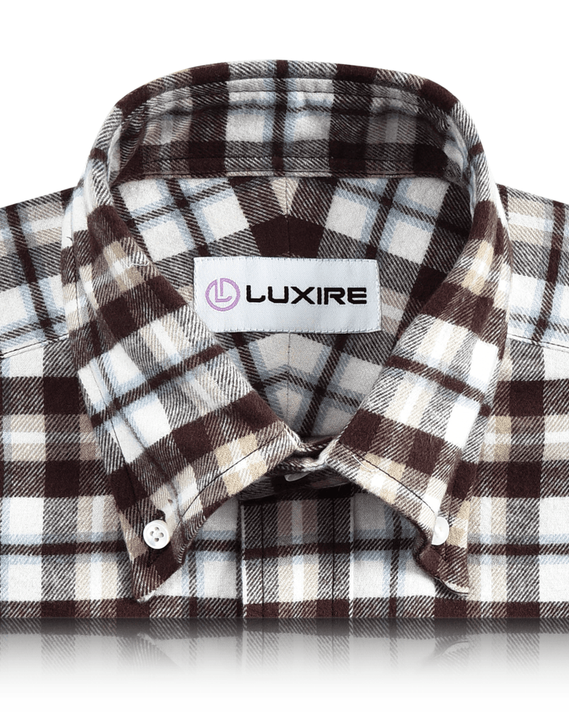 Flanell-Arbeitshemd aus braunem, hellbraunem, weißem Twill