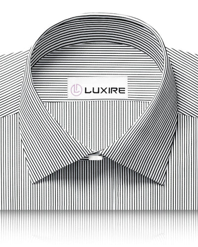 Chemise du vendredi : rayures noires fines sur fond blanc