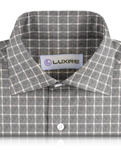 Chemise de travail en flanelle Tattersall grise et blanche