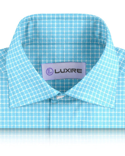 Leinen: Teal Blue Graph Checks