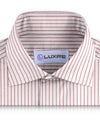 Pullover Shirt in White Red Pin Stripes Linen