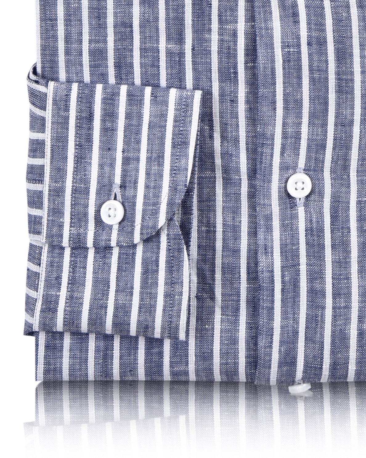 Linen:Blue Chambray with White Stripes Shirt