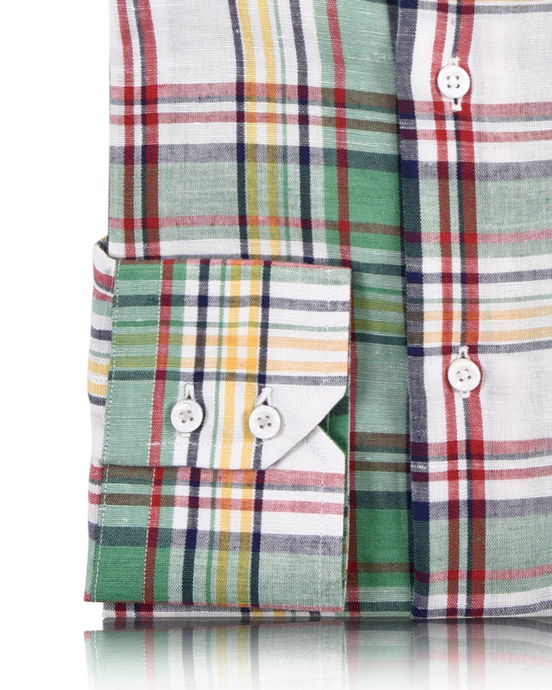 Coton et lin : Chemise à carreaux Madras multicolores classiques
