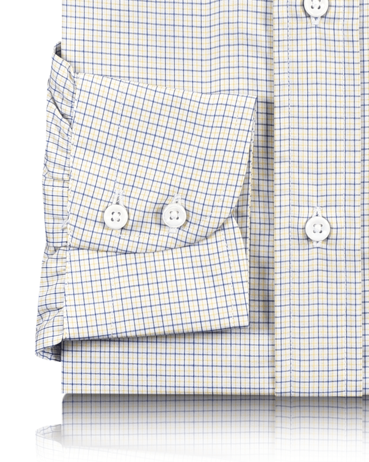 Blue Yellow Tattersall Checks On White Shirt