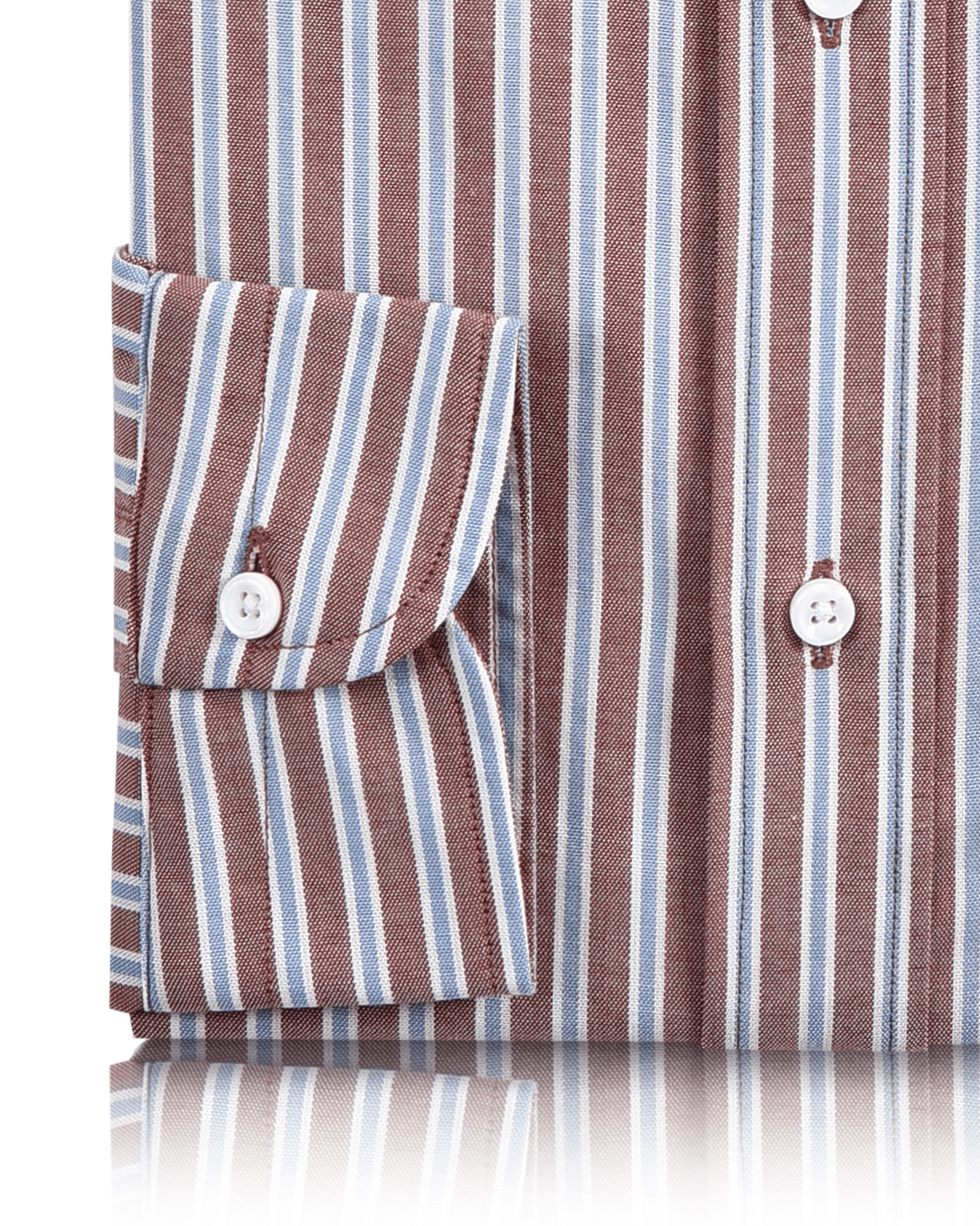 Blue White Rust  Stripes Oxford Shirt