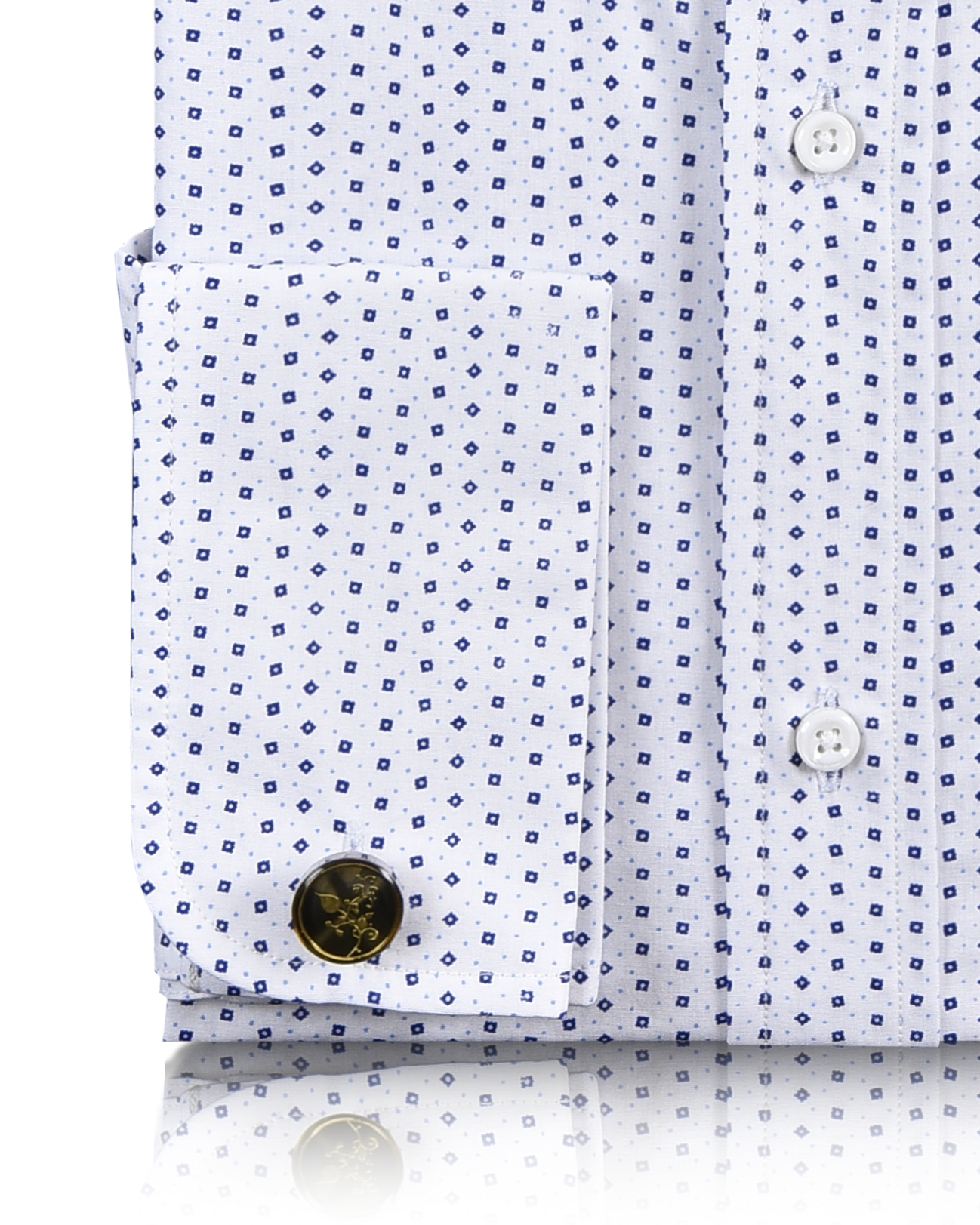 Print: Blue Flower on White Printed Shirt