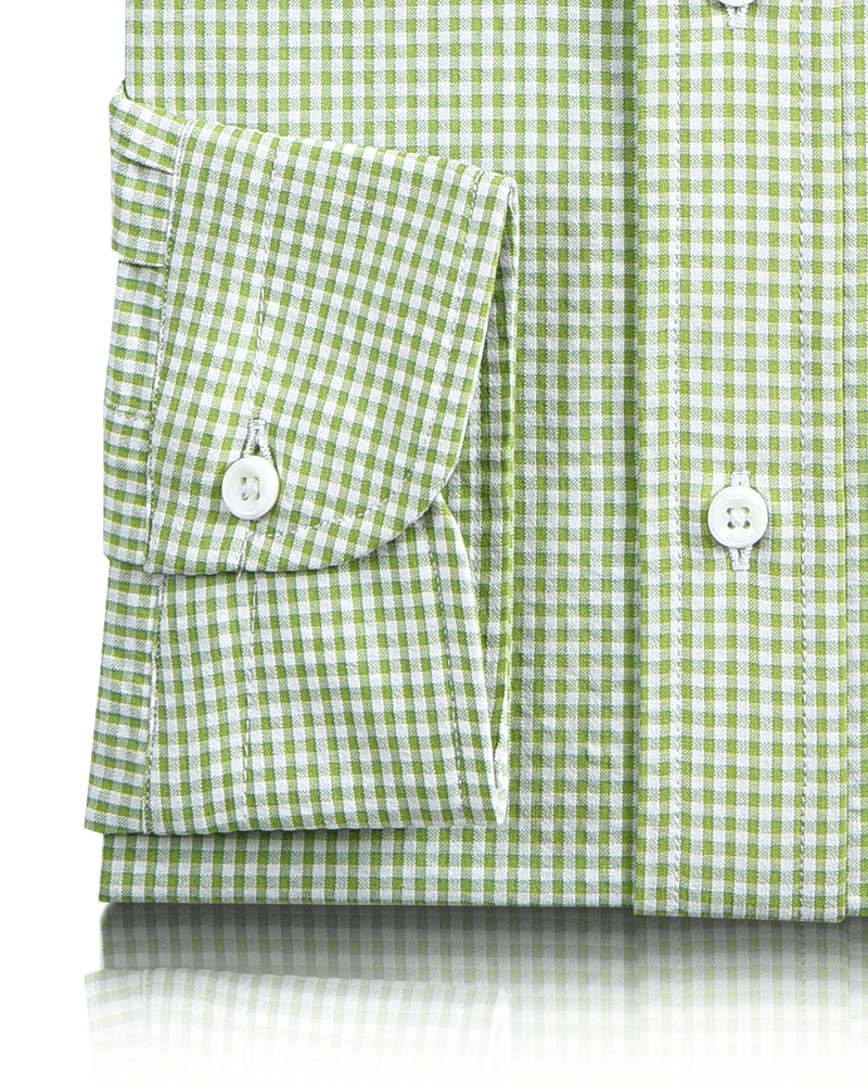Chemise verte à carreaux vichy en seersucker à petits carreaux