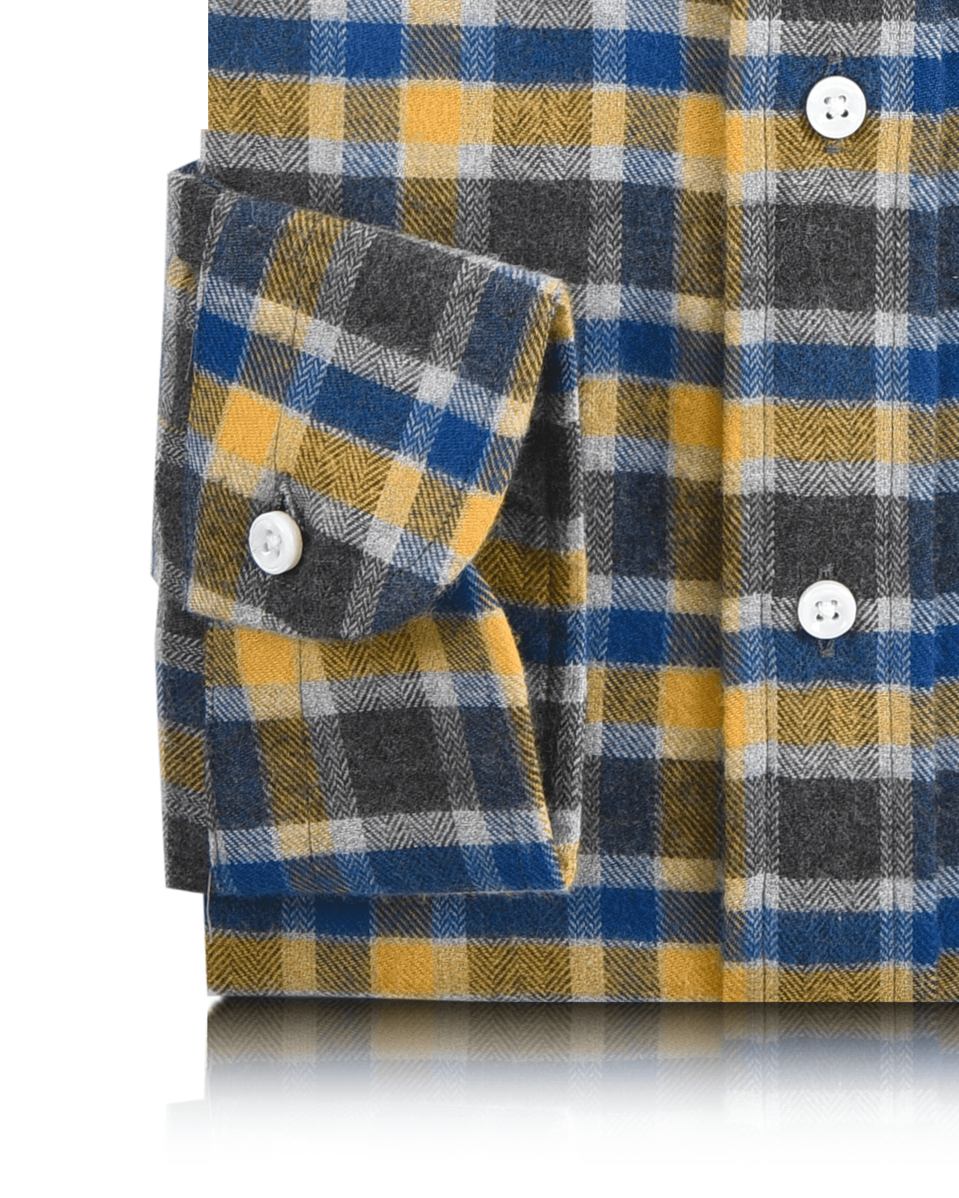 Yellow Blue Grey Herringbone Checks Work Shirt