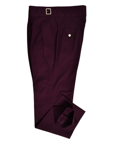 Gurkha-Hose aus mattem Fresco-Twill in Weinrot