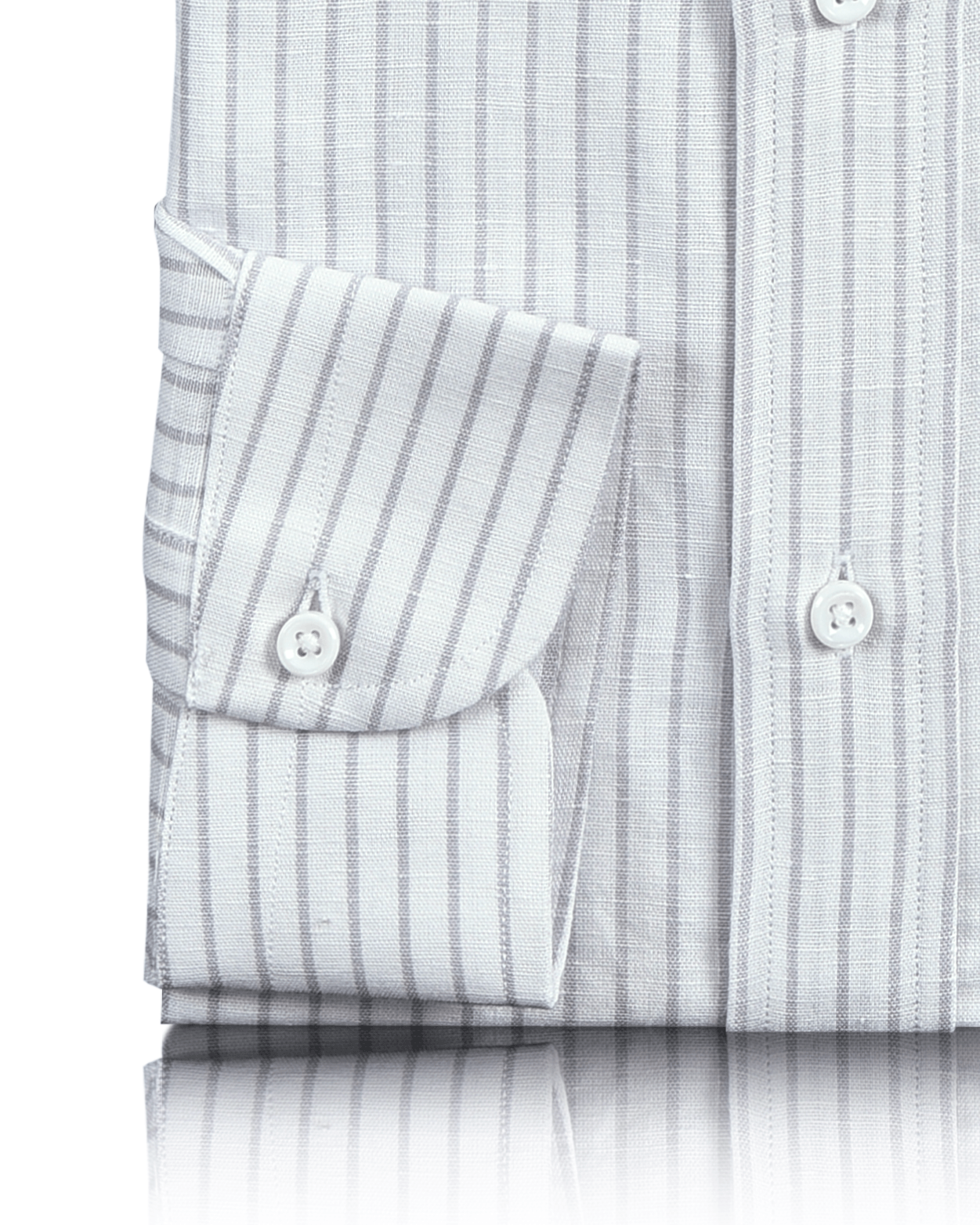 Cotton Linen: Grey Candy Stripes On White Shirt