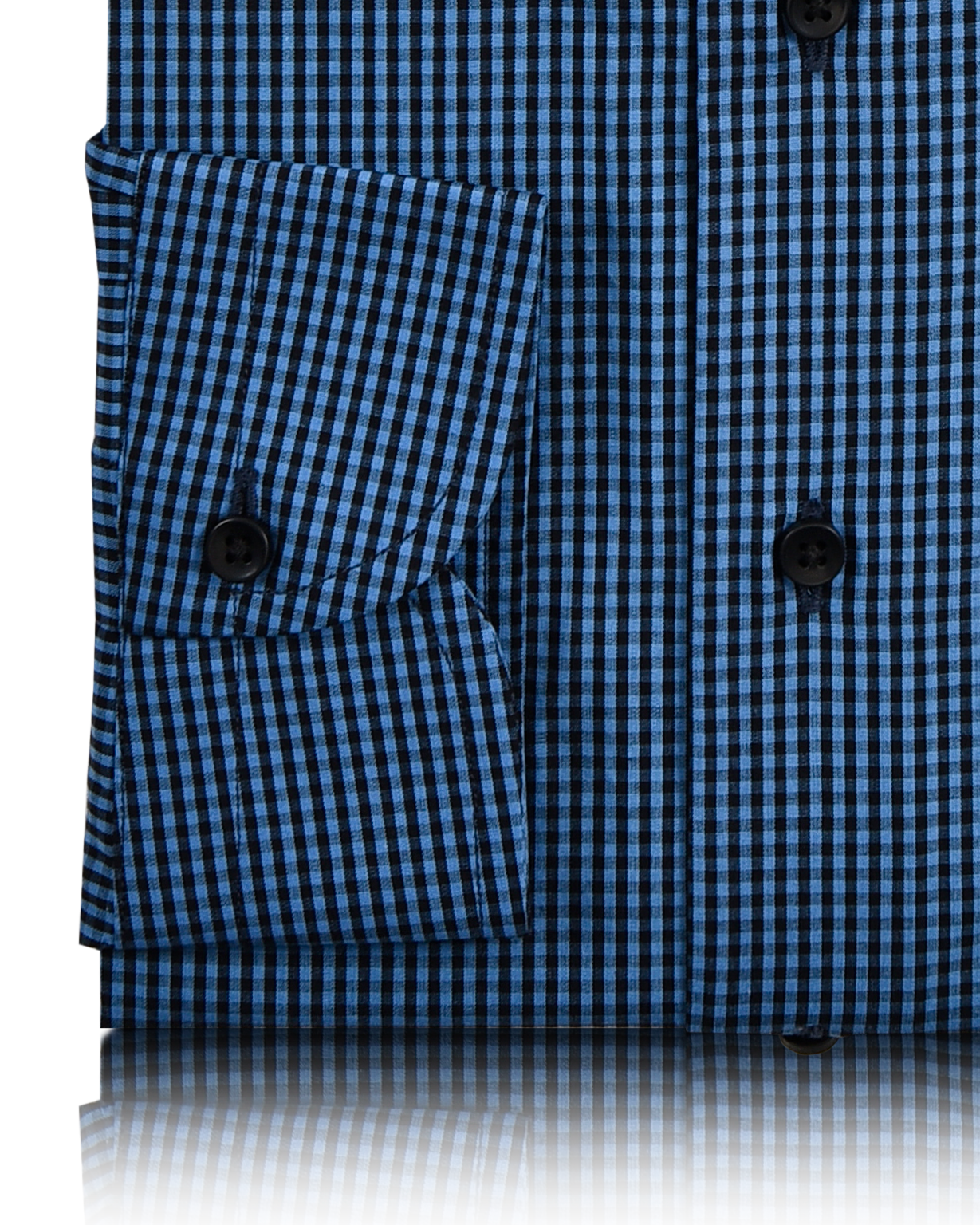 Black and Blue Micro Gingham Checks Shirt