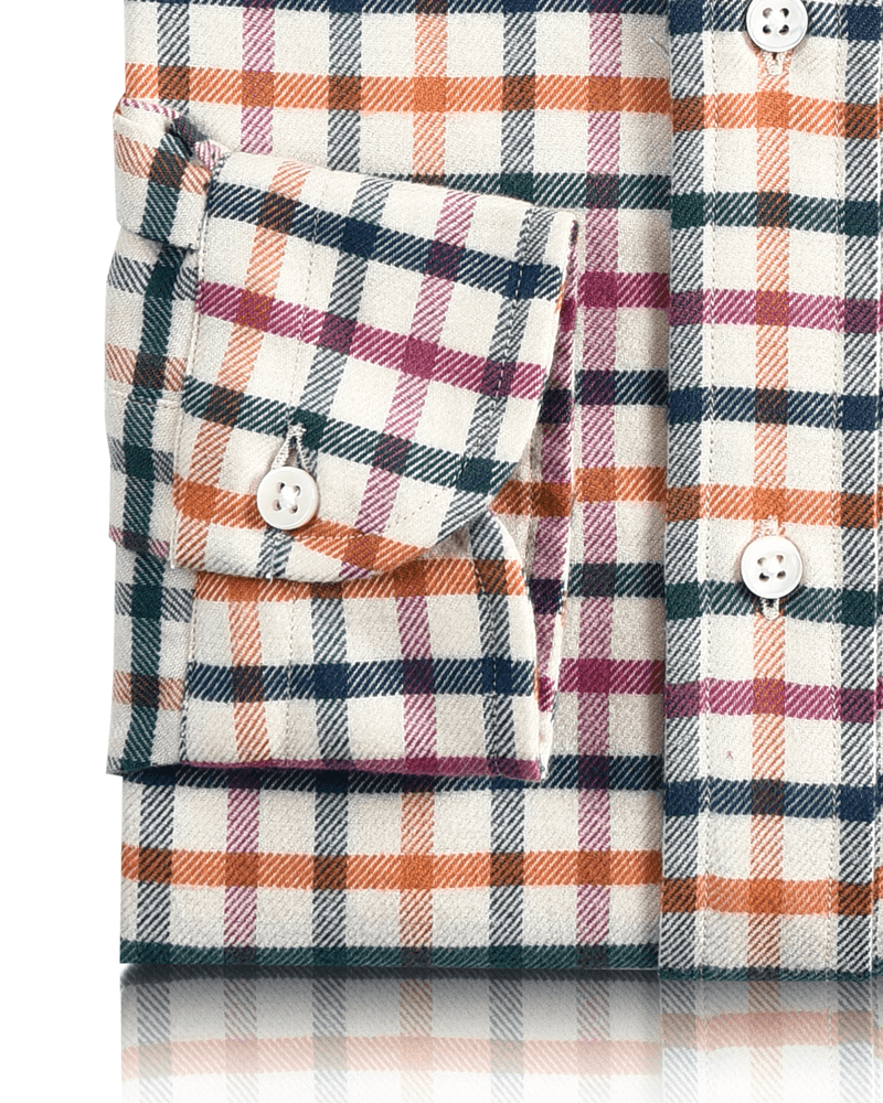 Pink Orange Green Blue Window Pane Checks Flannel Work Shirt