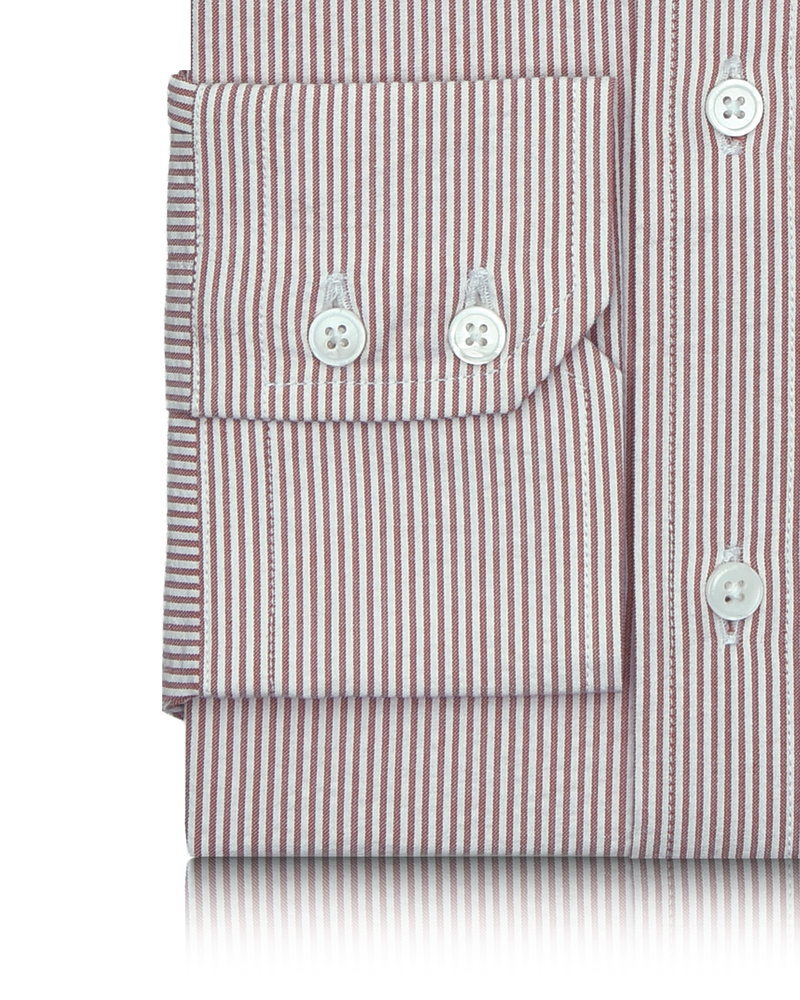Kastanienbraunes Kleid Streifen Seersucker