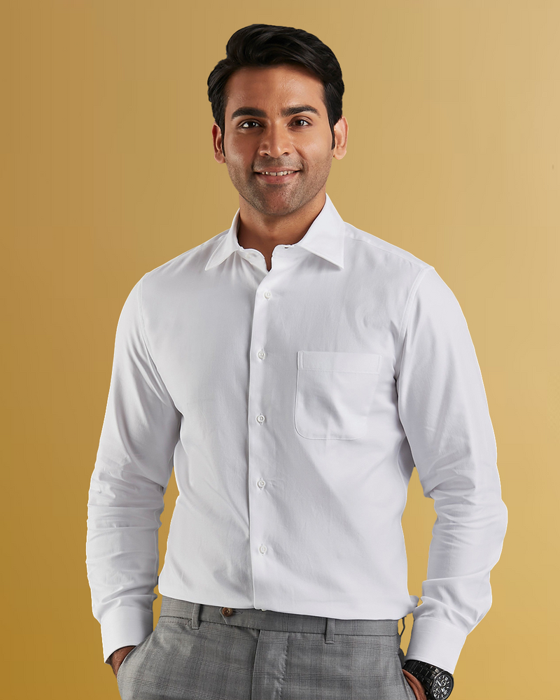 Brembana 2-lagiges Giza-Weiß-Hampton-Twill-Hemd