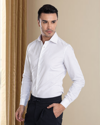 Chemise à imprimé mini alphabet marron et bleu