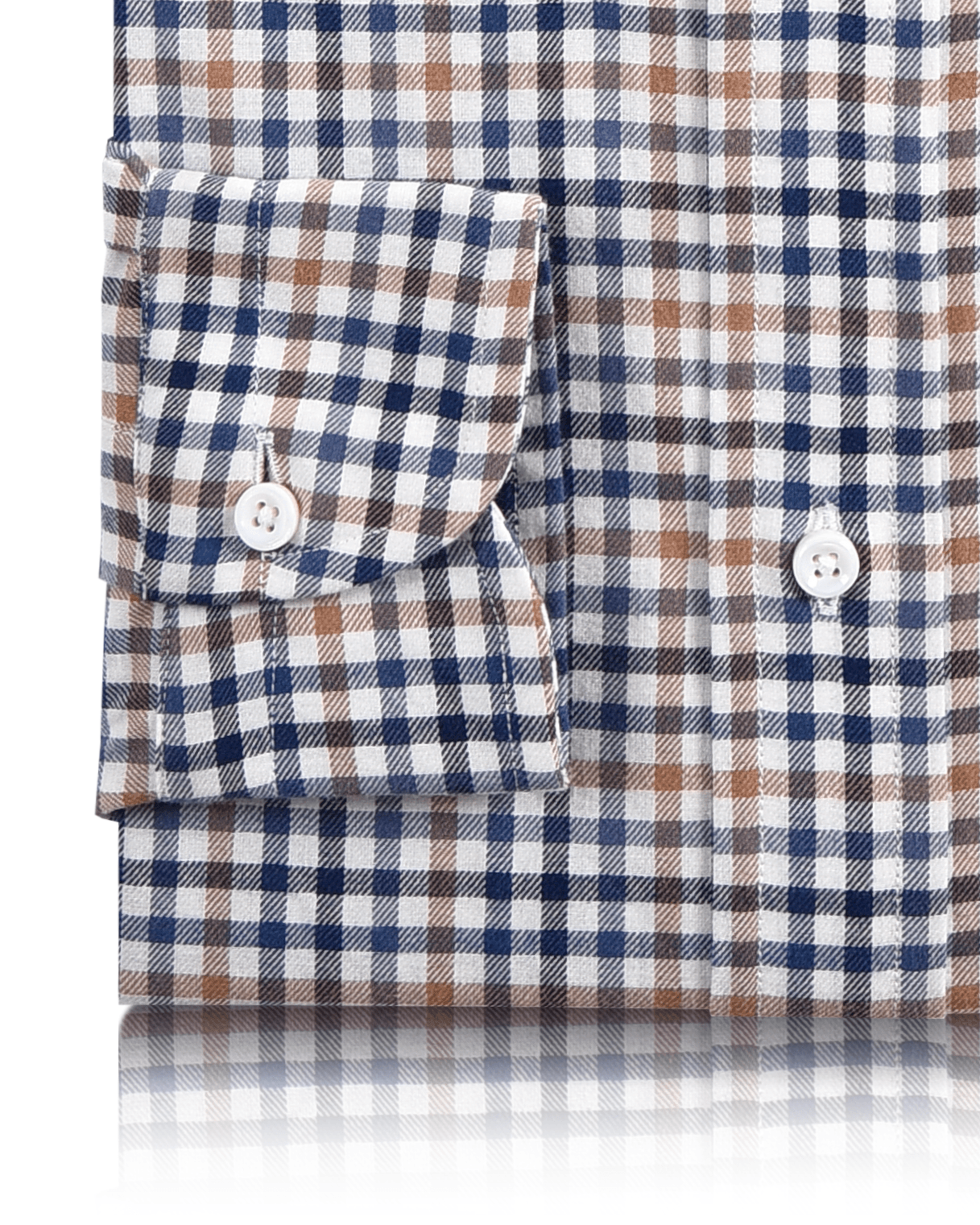 Blue White Brown Small Checks Twill