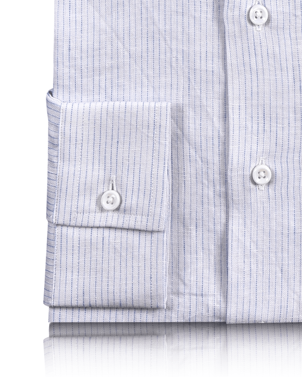 Blue White Pencil Stripes Linen Shirt