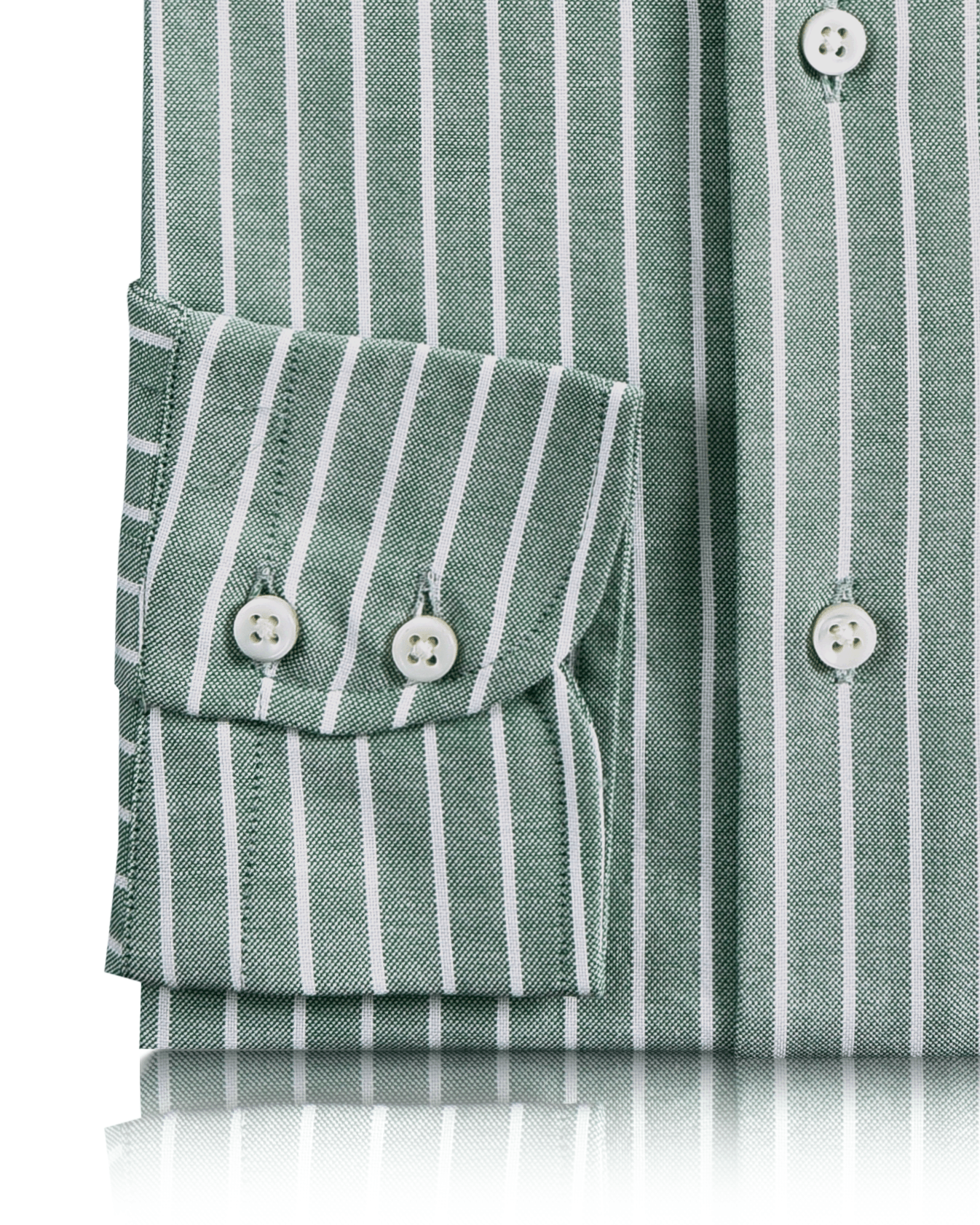 White Stripes On Fern Green Oxford Shirt