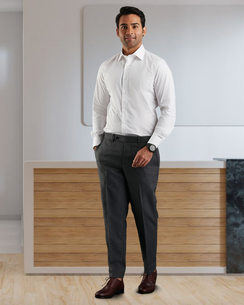 Chemise en sergé blanc fin