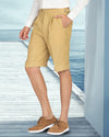 Short en lin jaune doré