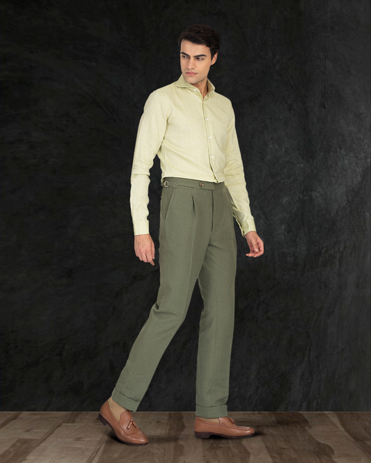 Linen Cotton Canvas: Olive Pant