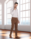 Zegna Brown Cashco Moleskin Dress Pant