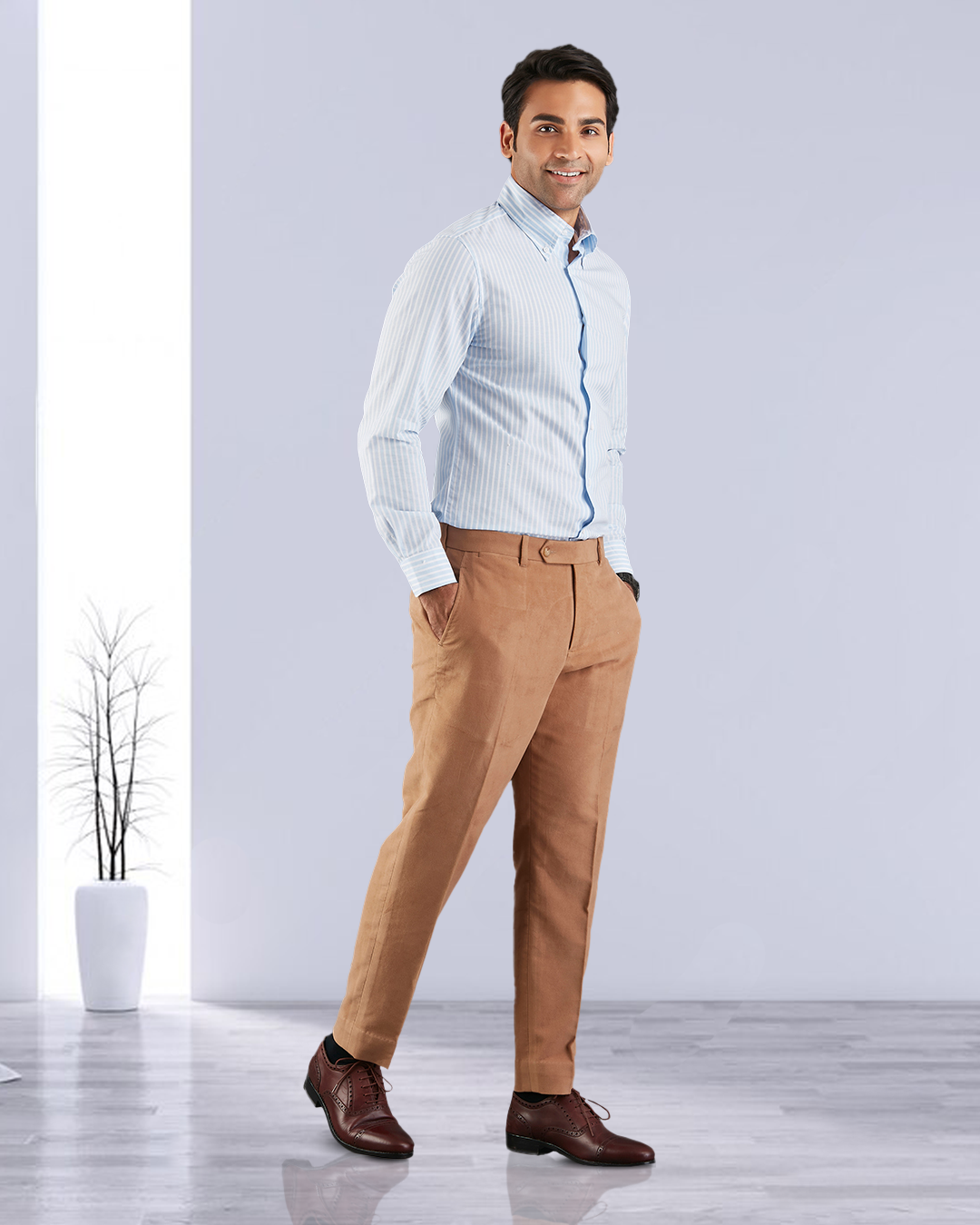 Zegna Camel Brown Cashco Moleskin Dress Pant