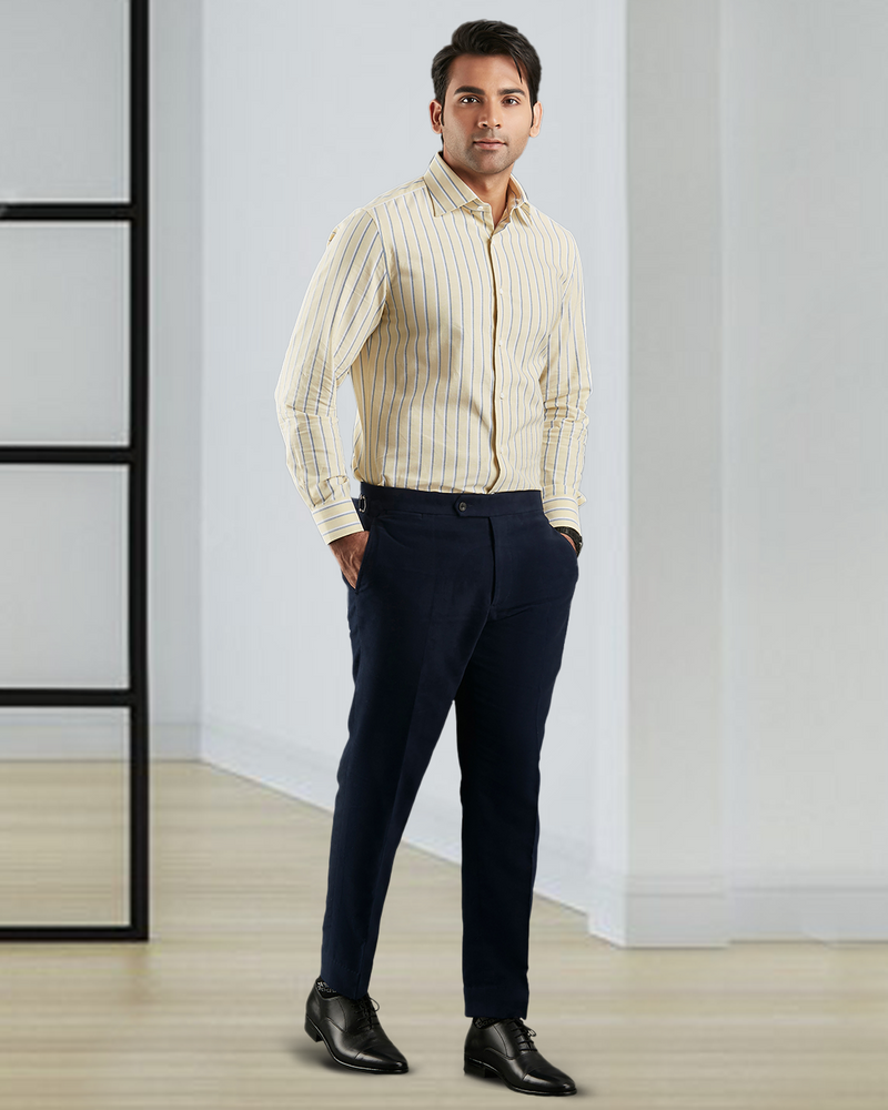 Zegna Dunkelblaue Cashco Moleskin-Kleiderhose