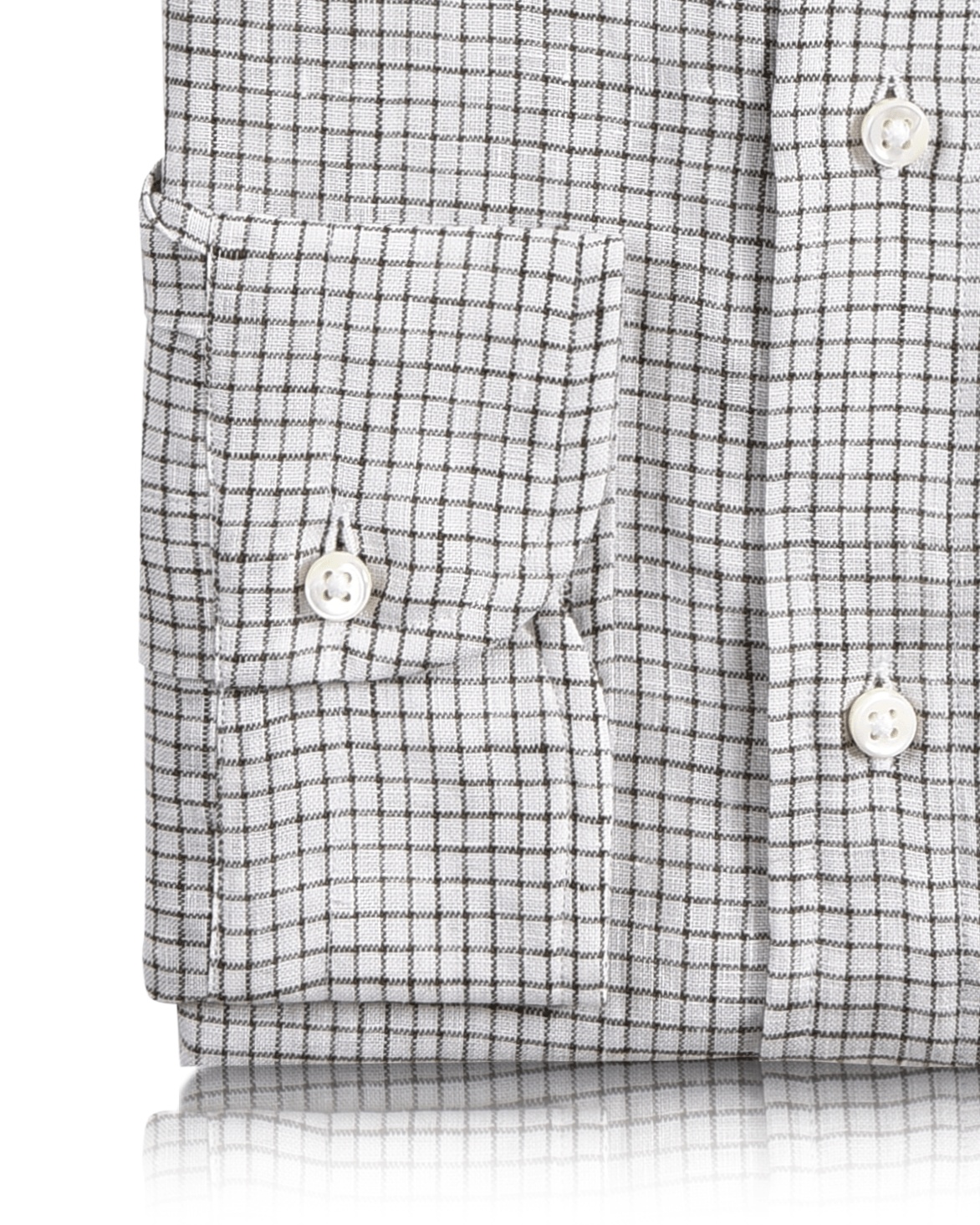 Linen: Olive Green Graph Checks On White