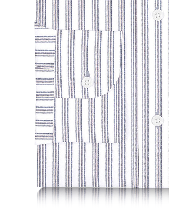 Cotton Linen: Black Blue Alternate stripes On White