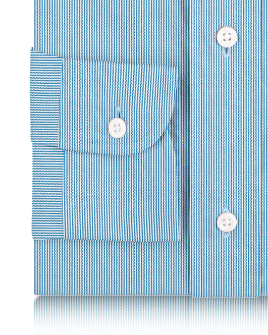 Leinen: Candy Blue White Thin Dress Stripes