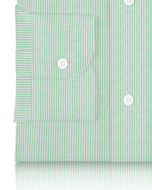 Green Dress Stripes Linen Shirt