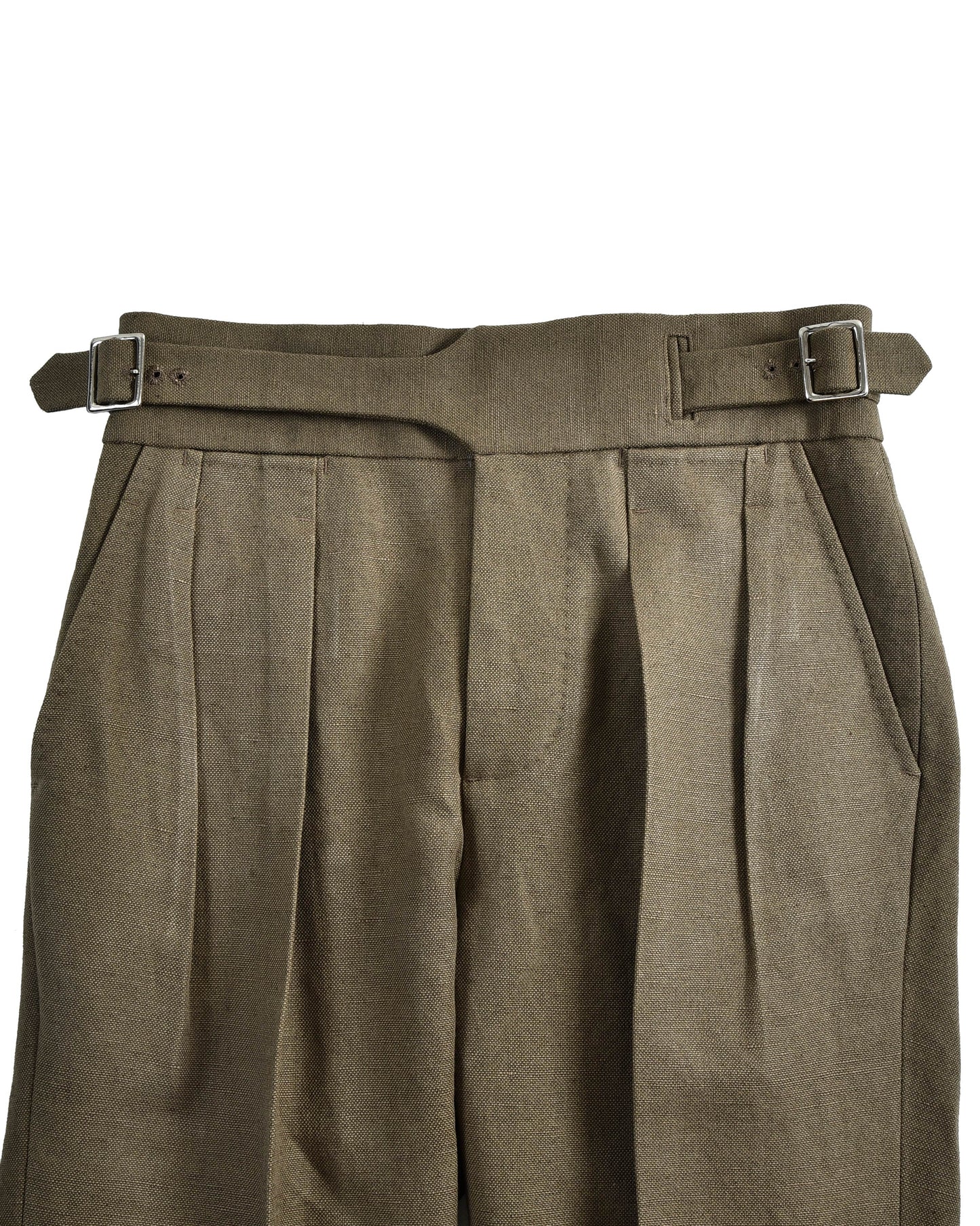 Gurkha Pant in Linen Cotton Canvas Military Olive