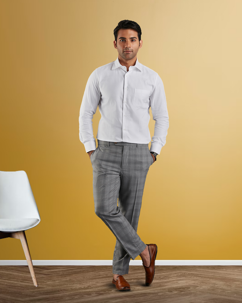 Brembana 2-lagiges Giza-Weiß-Hampton-Twill-Hemd