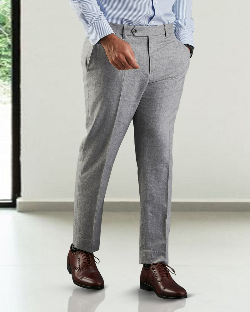 Pantalon habillé en flanelle gris clair Vitale Barberis Canonico