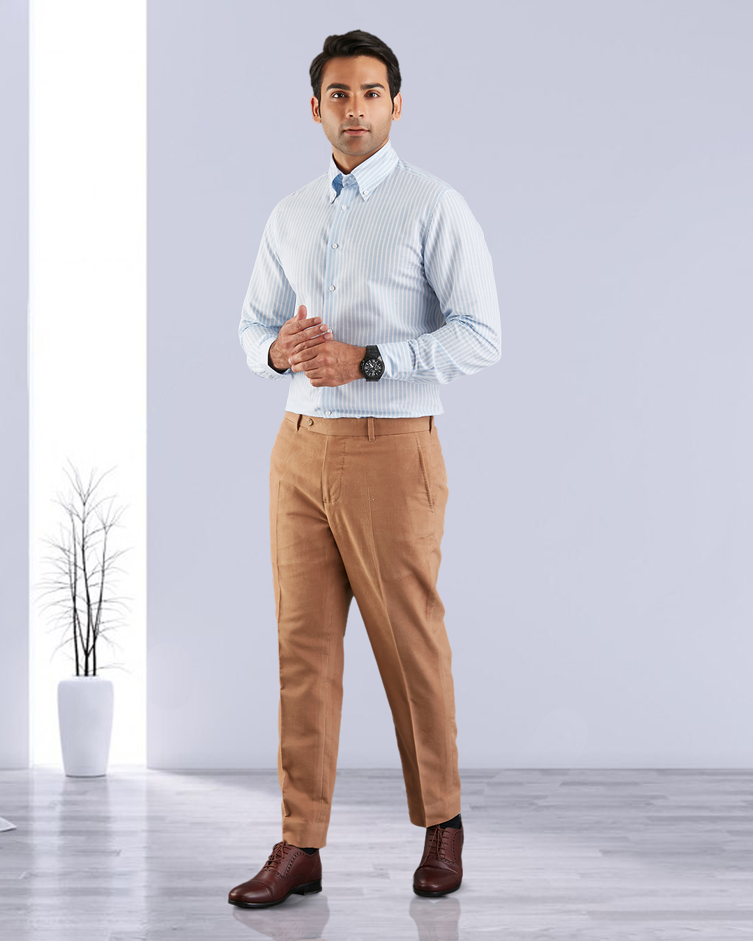 Zegna Camel Brown Cashco Moleskin Dress Pant