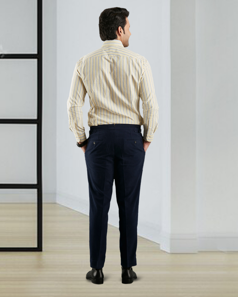 Zegna Dunkelblaue Cashco Moleskin-Kleiderhose