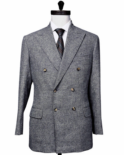 Dugdale Tweed-Doppelreiher-Jacke in Hellgrau und Blau