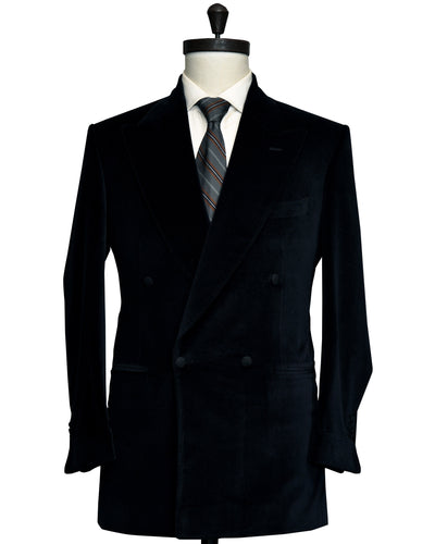 Dugdale Baumwolljacke aus schwarzem Samt, zweireihig