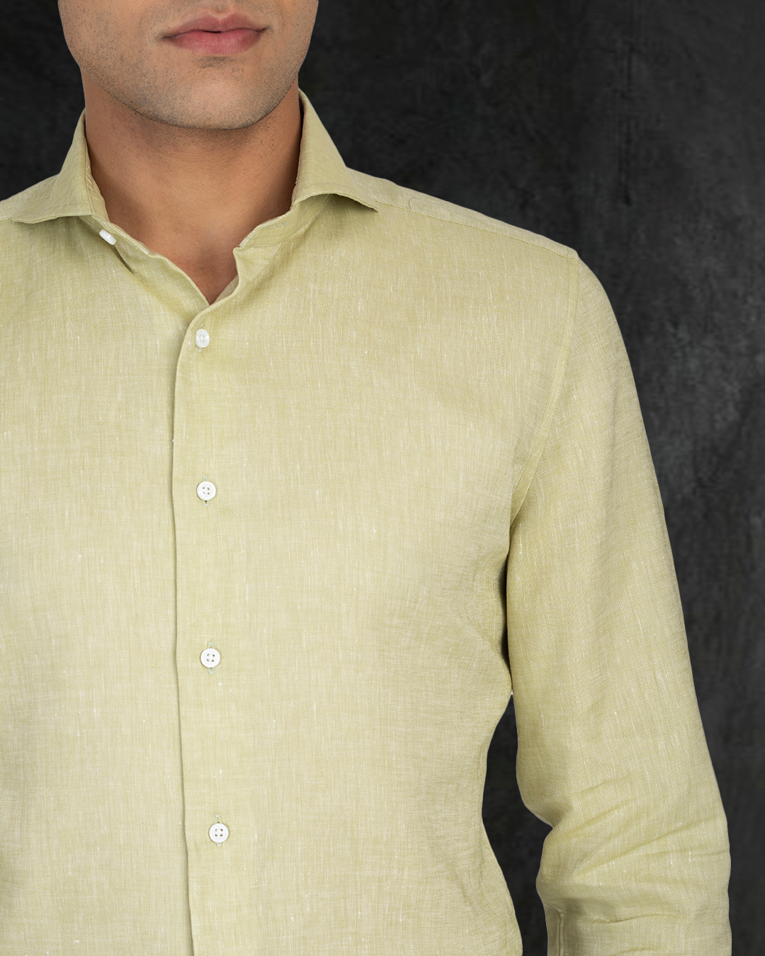 Light Olive Green Slub Linen Shirt